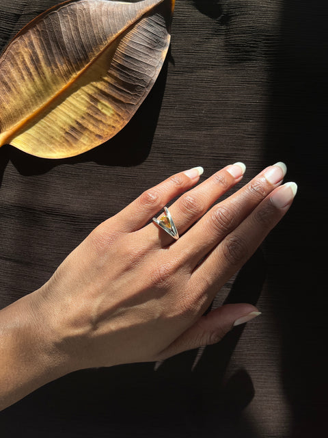 Silver ring with gemstone