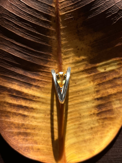 Silver ring with citrine gemstone
