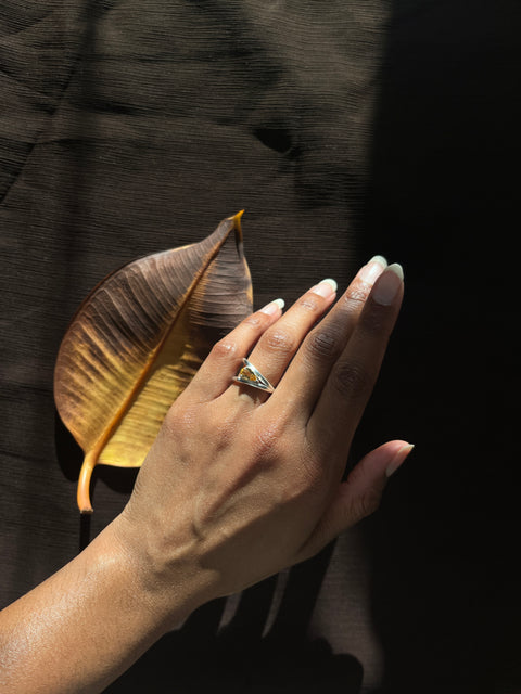 Silver ring with citrine gemstone