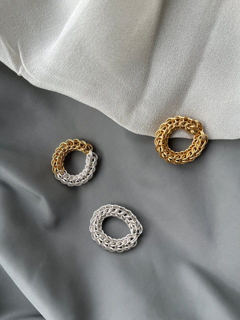 handwoven silver rings, with gold plated silver