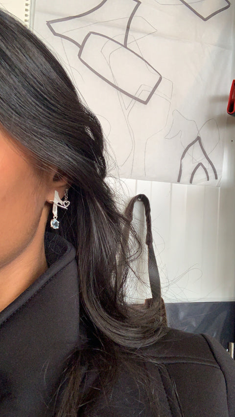 Futuristic sculptural earrings designed in Oslo