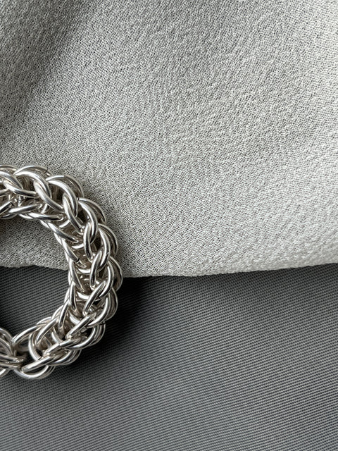 detailed image of the handwoven silver ring