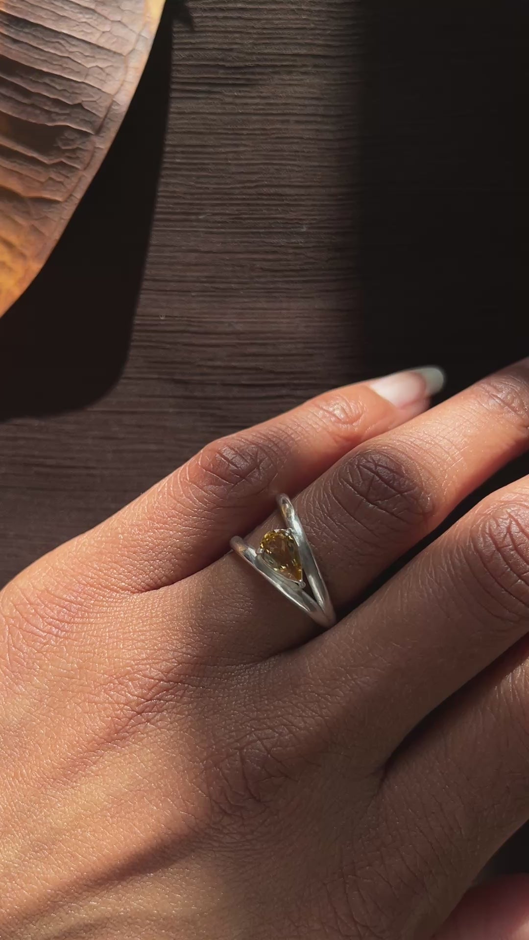 Silver ring with citrine gemstone